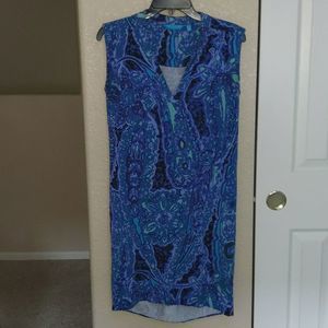 Tori Richard Honolulu Blue Tropical Stretch Dress XS